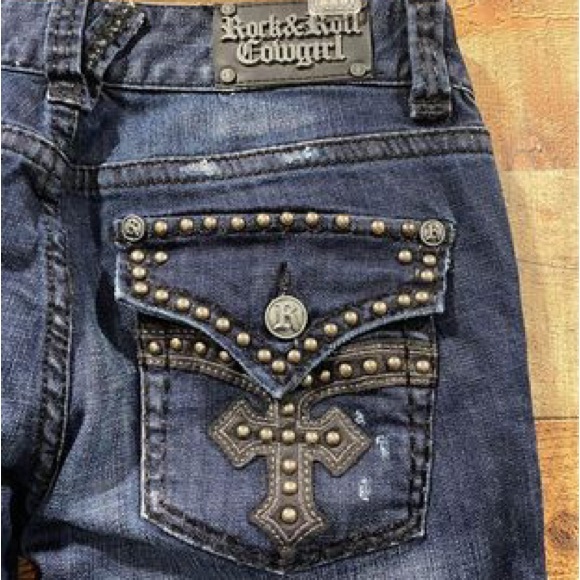 Rock & Roll Cowgirl Bootcut Studded Low Rise Tall Jeans Size 29x34 Long - Picture 1 of 6